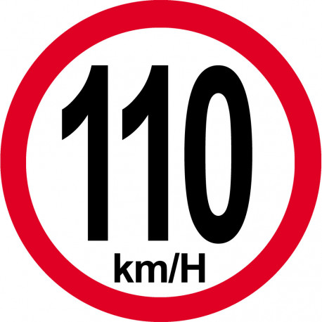 Disque de vitesse 110Km/H bord rouge - 20cm - Autocollant(sticker)