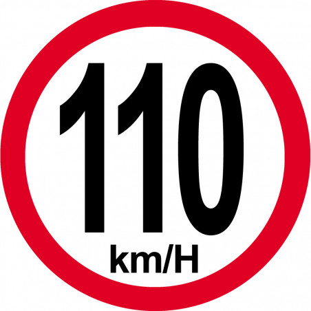 Disque de vitesse 110Km/H bord rouge - 20cm - Autocollant(sticker)