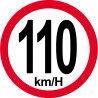 Disque de vitesse 110Km/H bord rouge - 20cm - Autocollant(sticker)