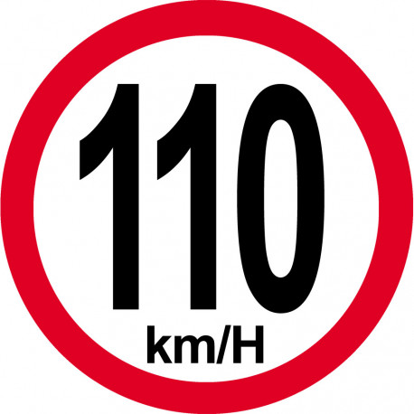 Disque de vitesse 110Km/H bord rouge - 15cm - Autocollant(sticker)