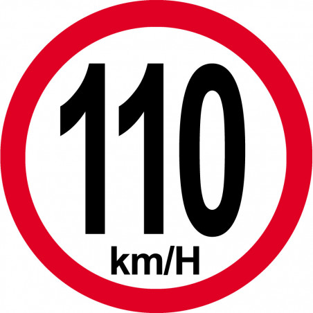 Disque de vitesse 110Km/H bord rouge - 15cm - Autocollant(sticker)