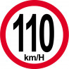 Disque de vitesse 110Km/H bord rouge - 15cm - Autocollant(sticker)