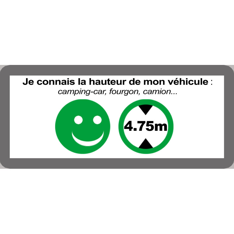hauteur de passage de véhicule 4,75m oui - 9x4cm - Sticker/autocollan