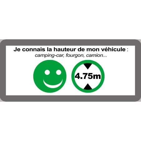 hauteur de passage de véhicule 4,75m oui - 9x4cm - Sticker/autocollan