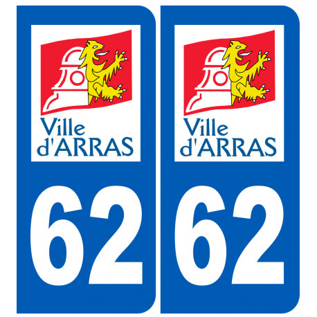 numéro immatriculation 62 Arras - Autocollant(sticker)