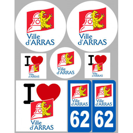 62 Arras - 8 autocollants variés - Autocollant(sticker)