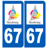 immatriculation 67 Strasbourg - Autocollant(sticker)