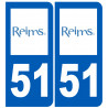 immatriculation 51 Reims - Autocollant(sticker)