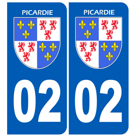 immatriculation 02 la Picardie - Autocollant(sticker)