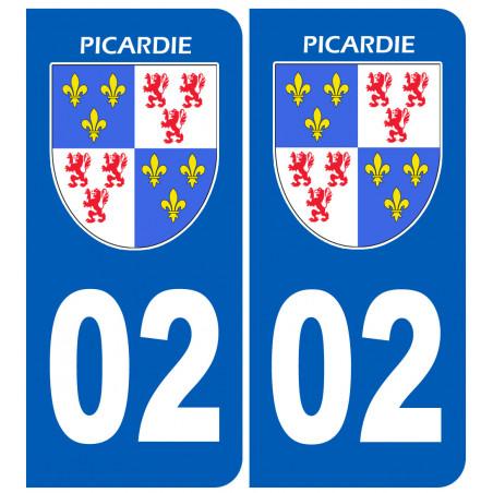 immatriculation 02 la Picardie - Autocollant(sticker)