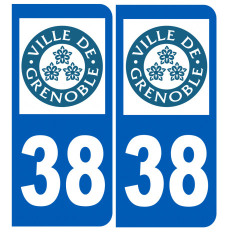 numéro immatriculation 38 Grenoble - Autocollant(sticker)