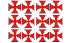 Croix des templiers - 12 autocollants de 5x5cm - Autocollant(sticker)