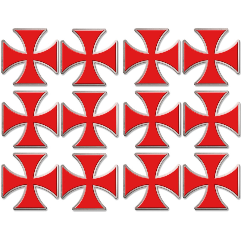 Croix des templiers - 12fois 5x5cm - Sticker/autocollant