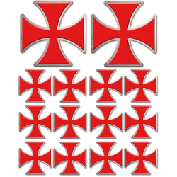 Croix des templiers - 2 stickers de 10cm / 12 stickers de 5cm - Sticke