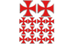 Croix des templiers - 2 stickers de 10cm / 12 stickers de 5cm - Autocollant(sticker)