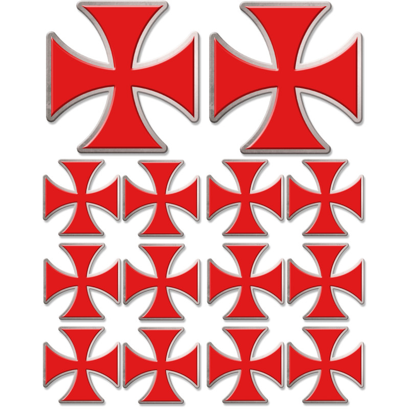 Croix des templiers - 2 stickers de 10cm / 12 stickers de 5cm - Sticke