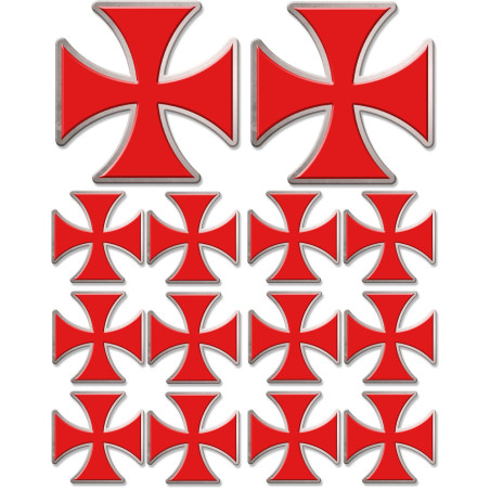 Croix des templiers - 2 stickers de 10cm / 12 stickers de 5cm - Sticke