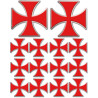 Croix des templiers - 2 stickers de 10cm / 12 stickers de 5cm - Sticke