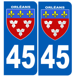immatriculation 45 Blason Orléans - Sticker/autocollant