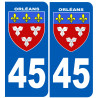 immatriculation 45 Blason Orléans - Autocollant(sticker)