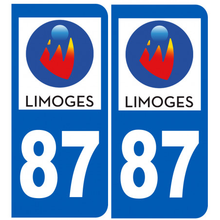 immatriculation 87 Limoges - Autocollant(sticker)