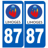 numéro immatriculation 87 Limoges - Autocollant(sticker)