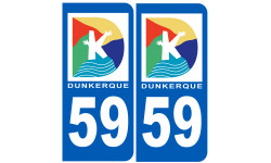 numéro immatriculation 59 Dunkerque - Autocollant(sticker)