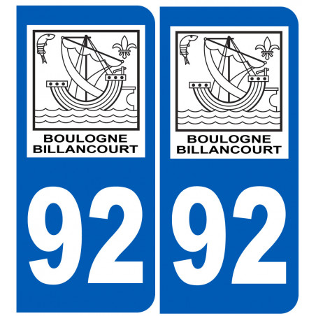 immatriculation 92 Boulogne-Billancourt - Autocollant(sticker)