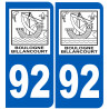 numéro immatriculation 92 Boulogne-Billancourt - Autocollant(sticker)