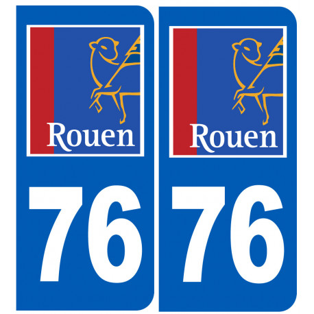 numéro immatriculation 76 Rouen - Autocollant(sticker)