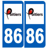 numéro immatriculation 86 Poitiers - Autocollant(sticker)
