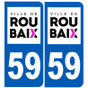 immatriculation 59 Roubaix - Autocollant(sticker)