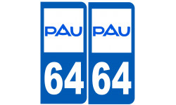 immatriculation 64 Pau - Autocollant(sticker)
