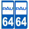 immatriculation 64 Pau - Autocollant(sticker)
