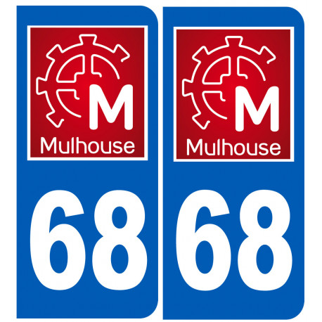 immatriculation 68 Mulhouse - Autocollant(sticker)