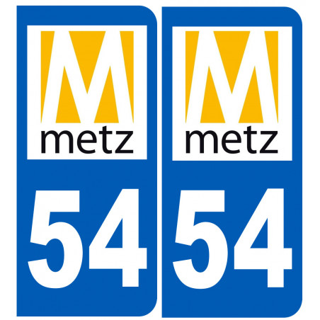 numéro immatriculation 54 Metz - Autocollant(sticker)