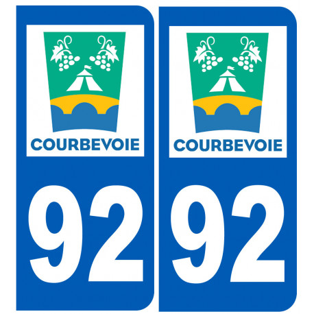 immatriculation 92 Courbevoie - Autocollant(sticker)