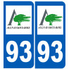 numéro immatriculation 93 Aulnay-sous-Bois - Autocollant(sticker)