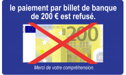 Paiement billet de 200 euros refusé - 10x6cm - Autocollant(sticker)