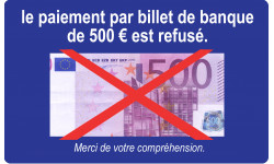 Paiement billet de 500 euros refusé - 10x6cm - Autocollant(sticker)