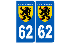 numéro 62 immatriculation Flandre - Autocollant(sticker)