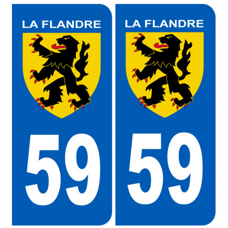 numéro 59 immatriculation Flandre - Autocollant(sticker)