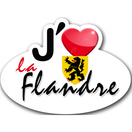 j'aime La Flandre 62 du Pas de Calais - 15x11cm - Autocollant(sticker)