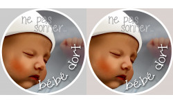 bébé dort ne pas sonner - 2x4.5cm - Autocollant(sticker)