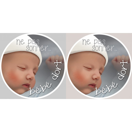 bébé dort ne pas sonner - 2x4.5cm - Autocollant(sticker)