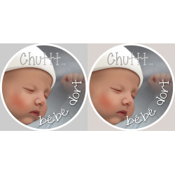 Chuttt bébé dort - 2x4.5cm - Sticker/autocollant
