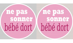 bébé dort fille ne pas sonner - 2x4.5cm - Autocollant(sticker)