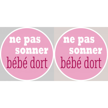 bébé dort fille ne pas sonner - 2x4.5cm - Autocollant(sticker)