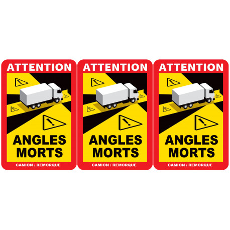 Angles morts poids lourds (3 fois 17x25cm) - Autocollant(sticker)