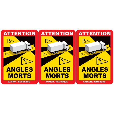 Angles morts poids lourds (3 fois 17x25cm) - Autocollant(sticker)